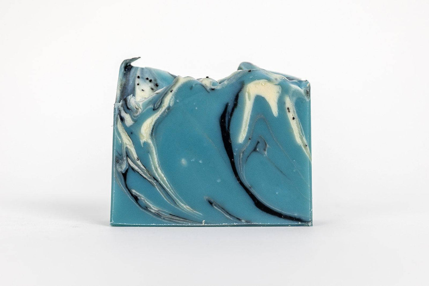 Blue and white marbled soap bar