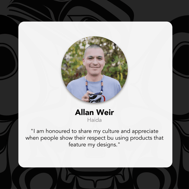 Profile card of Allan Weir with a photo and quote on a dark background