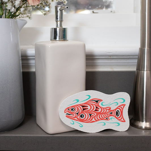 Coho Salmon eco sponge by Joe Wilson-Sxwaset, alternate view