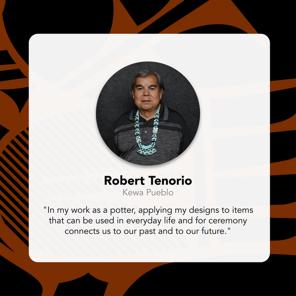 Social card for Robert Tenoria with quote on pattern background