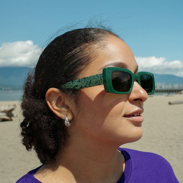 Women wearing Urban Wolf sunglasses at the beach