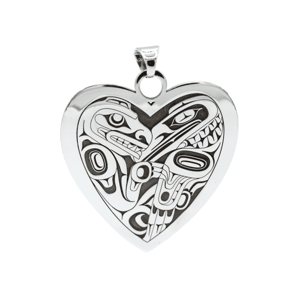 Bear Raven Heart Pendant by Karen Francis. Sterling silver.