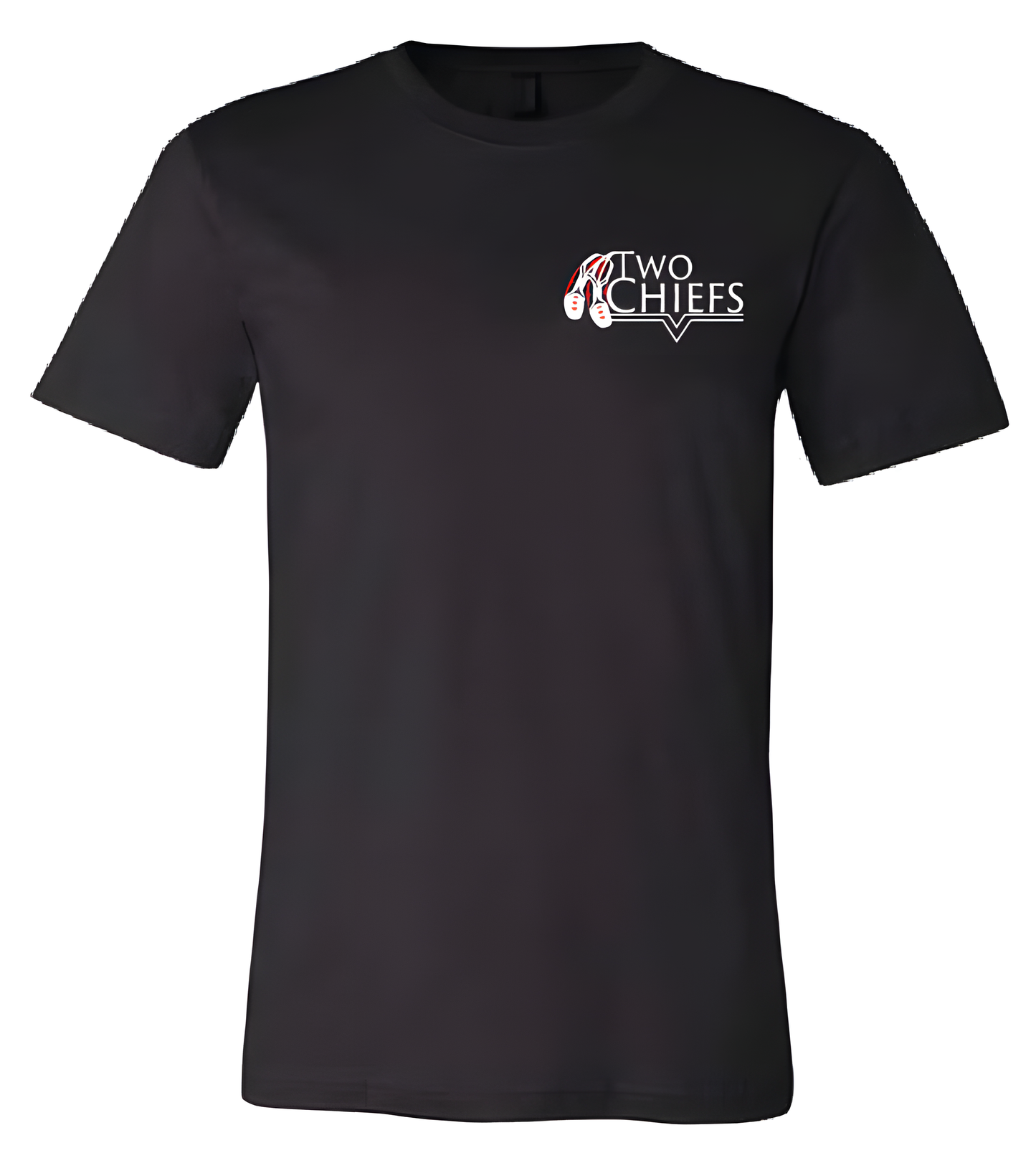 Black cotton t-shirt with the TwoChiefs original logo on top left chest