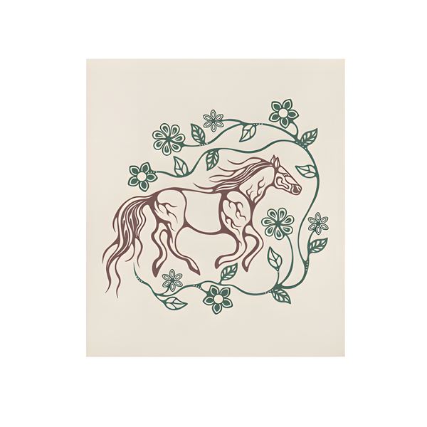 Eco cloth with Ojibe floral and horse design