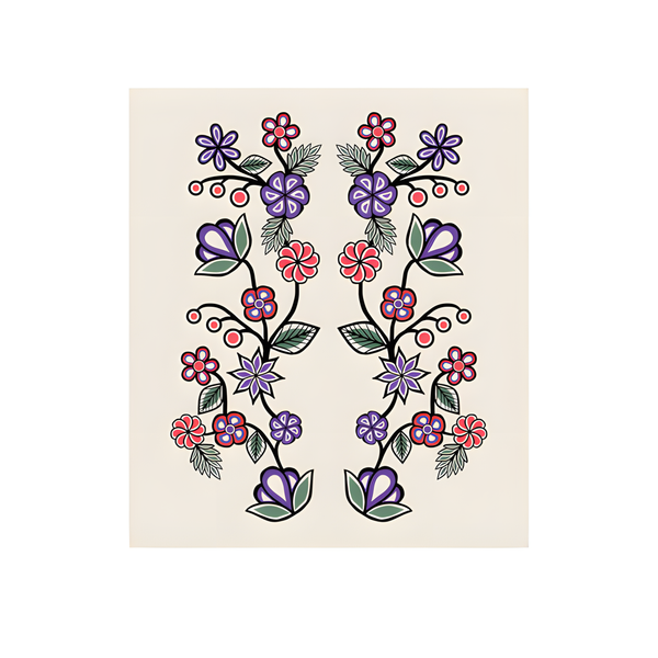 Decorative Ojibwe floral design on an eco cloth