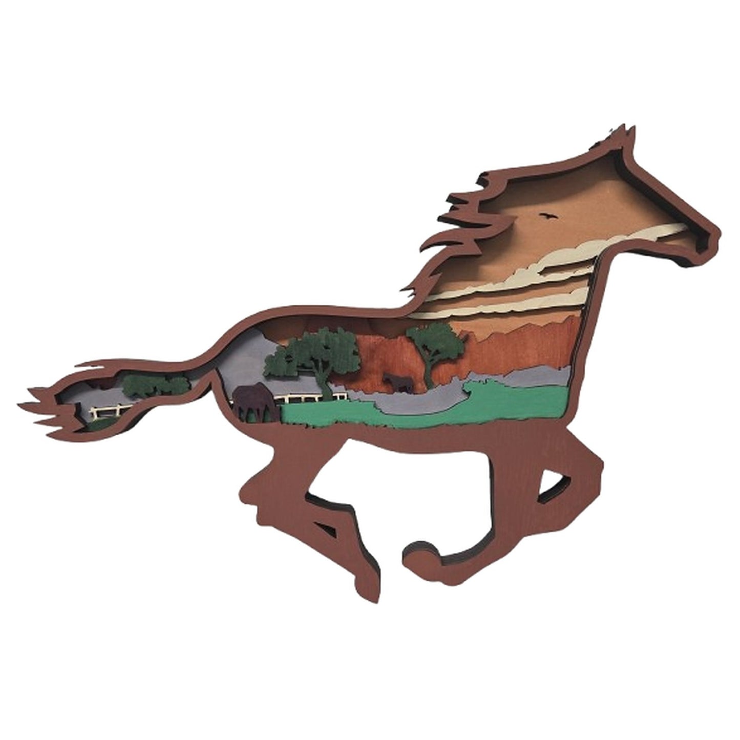 Horse wooden layered art by Spirit Bear Design, hand painted