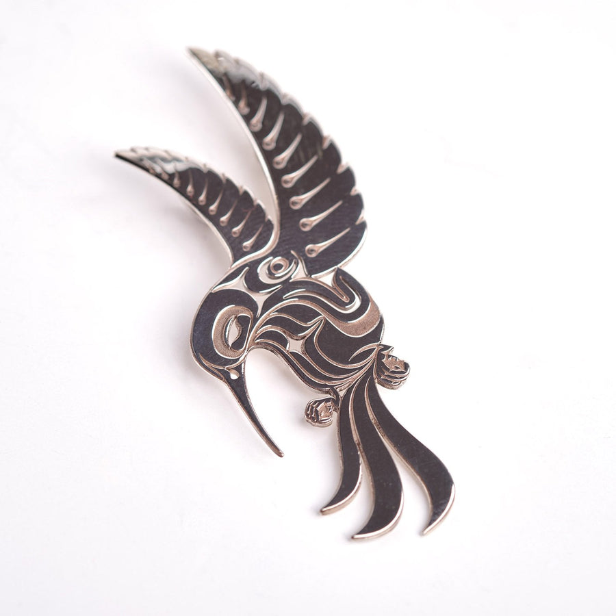 Sterling silver Indigenous designed hummingbird pendant