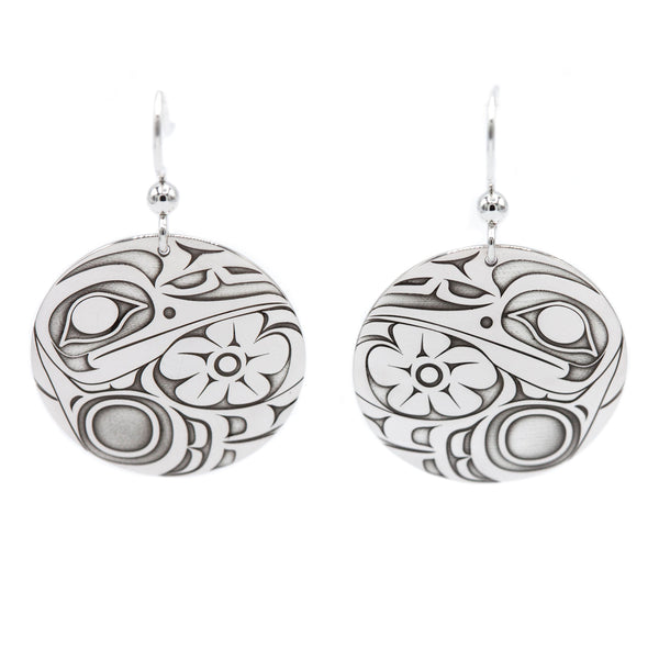 Hummingbird Panel Earrings by Karen Francis. Sterling silver.