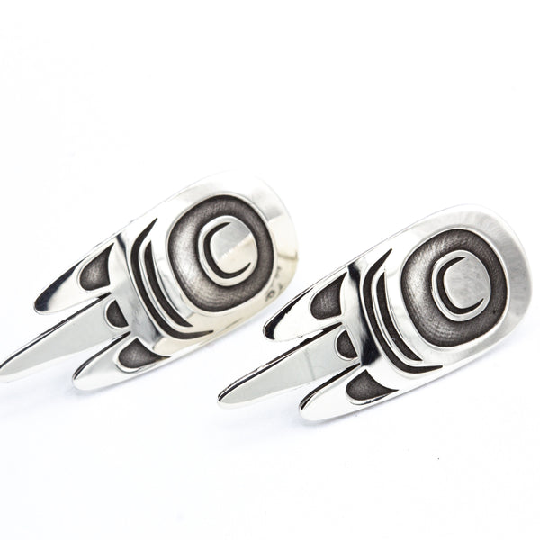 Raven Wing Studs by Danika Saunders. Sterling silver.