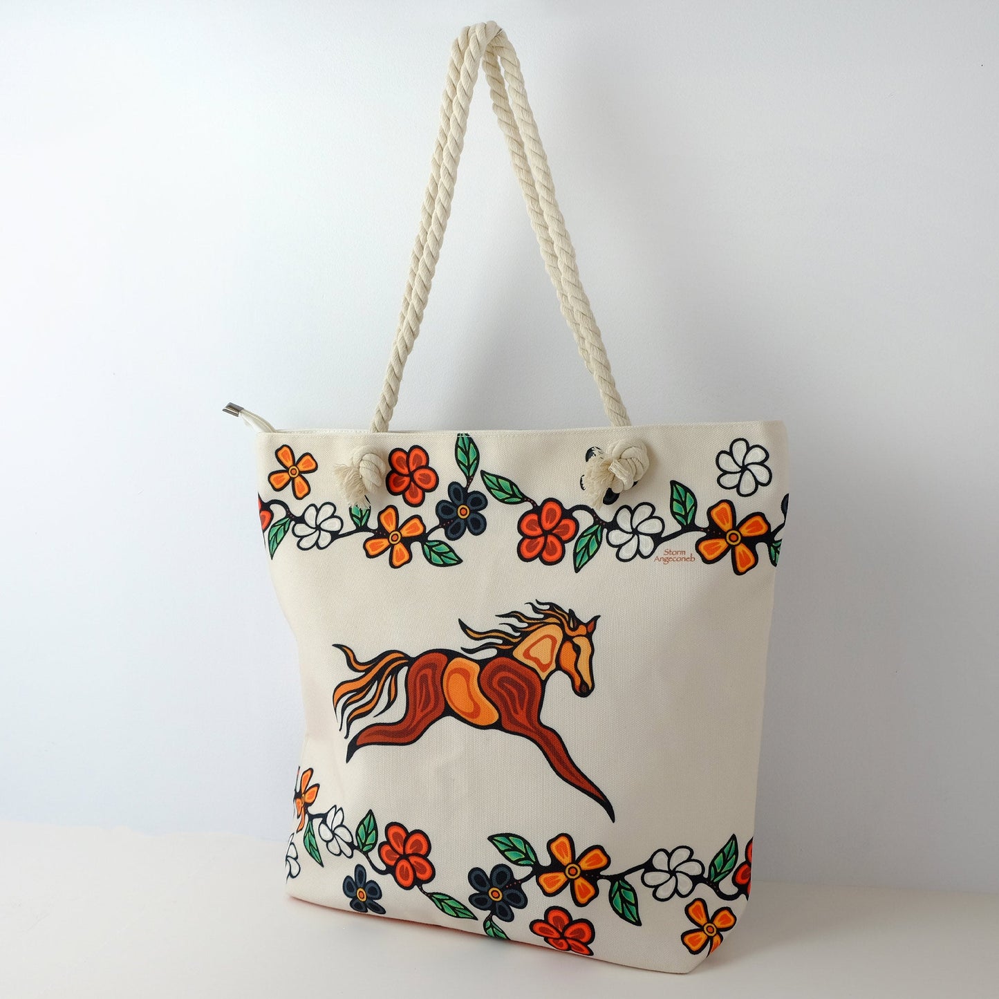 Rope Tote Bag "Horses" by Storm Angeconeb