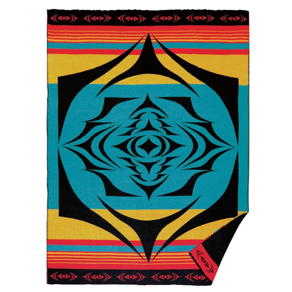 Colourful blanket with geometric Indigenous pattern