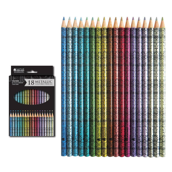Set of 18 metallic colored pencils with packaging