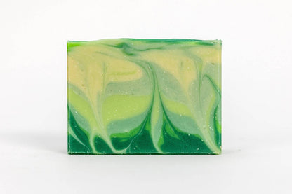 Green and yellow swirled soap bar