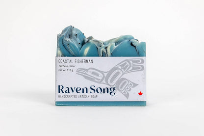 Bar of soap with packaging labeled 'Raven Song' 