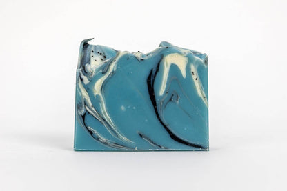 Blue and white marbled soap bar 
