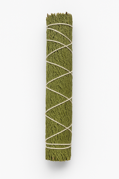 Green incense stick with white string