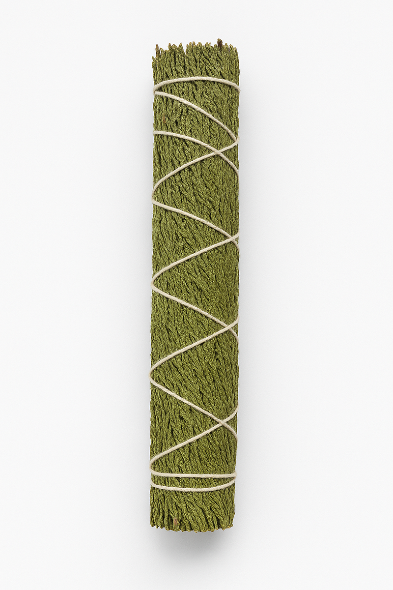 Green incense stick with white string
