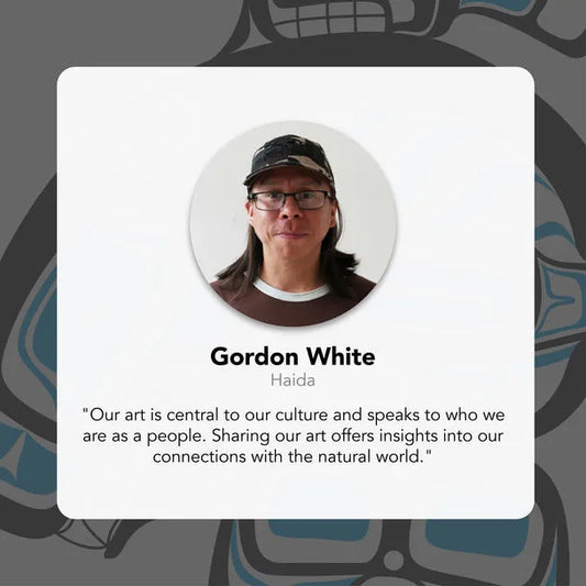 Indigenous Artist Gordon White of Haida photo and quote 