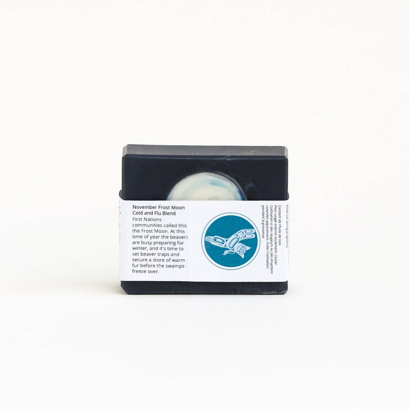 Bar of soap in a black box with a label