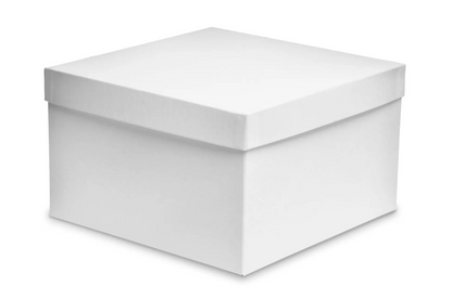 White cardboard box and lid