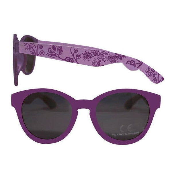 Purple florals sunglasses design by Indigenous artist Storm Angeconeb