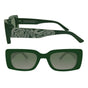 Green rectangular sunglasses by Indigenous Artist Maynard Johnny Jr 