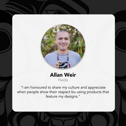Profile card of Allan Weir with a photo and quote on a dark background