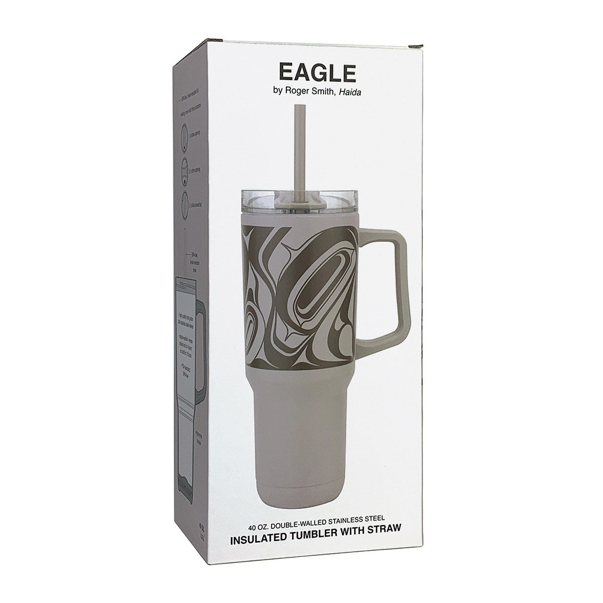 Eagle insulated tumbler with straw in packaging
