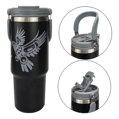 Eagle in Flight 30oz easy-carry insulated tumbler by Corey Bulpitt