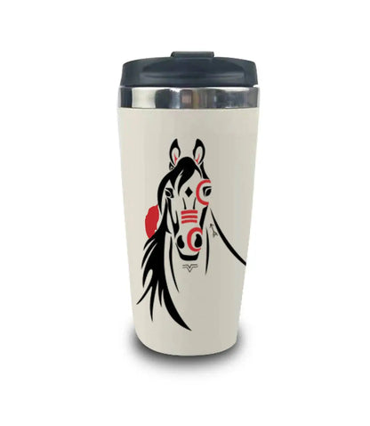 Travel mug with a zebra design