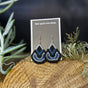 Black and Blue large beaded earrings handmade by Dee Cochrane of Little Spark Cree-ations