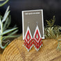 Red and White Diamond large beaded earrings handmade by Dee Cochrane of Little Spark Cree-ations