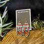 Silver and Red Fringe large beaded earrings handmade by Dee Cochrane of Little Spark Cree-ations