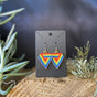 Rainbow Heart medium beaded earrings handmade by Dee Cochrane of Little Spark Cree-ations