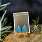 Turquoise Fringe medium beaded earrings handmade by Dee Cochrane of Little Spark Cree-ations