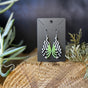 Green and Black Fringe small beaded earrings handmade by Dee Cochrane of Little Spark Cree-ations