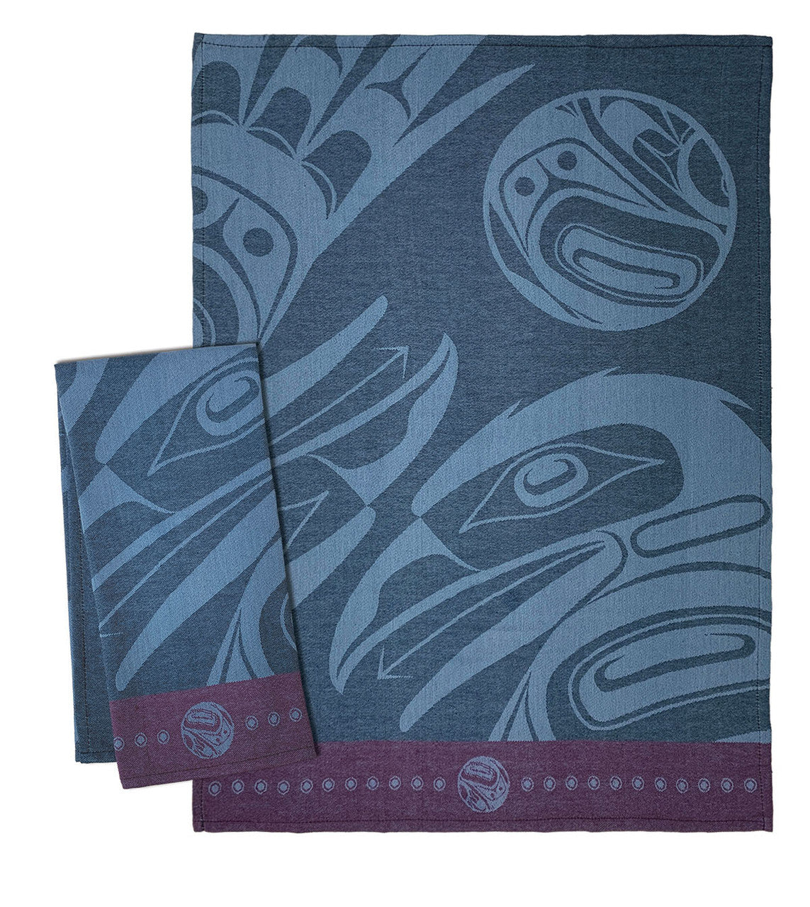 Cotton jacquard tea towel with Raven Moon design by Allan Weir