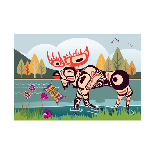 Printed postcard with Moose design by Tsimshian artist Terry Starr
