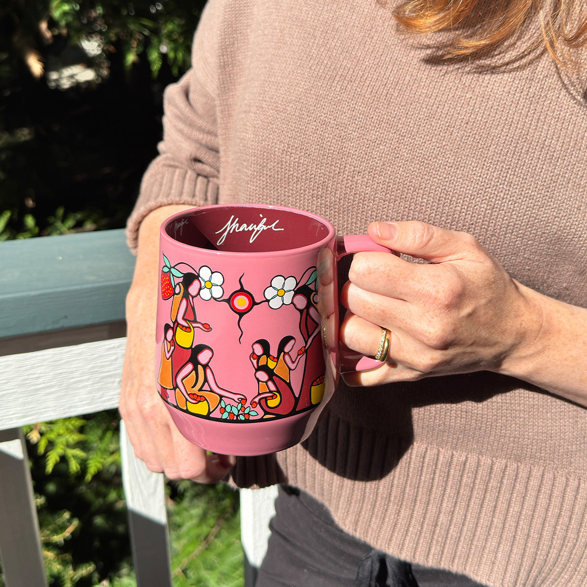 Heart Berry Gatherers mug, alternate angle