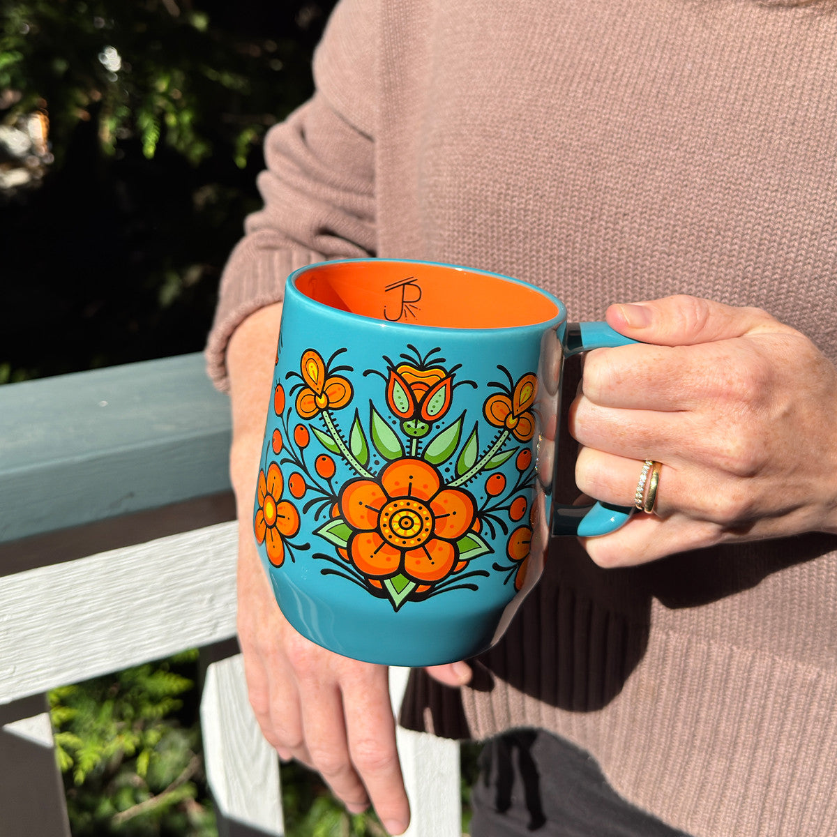 Prairie Beadwork mug, alternate angle