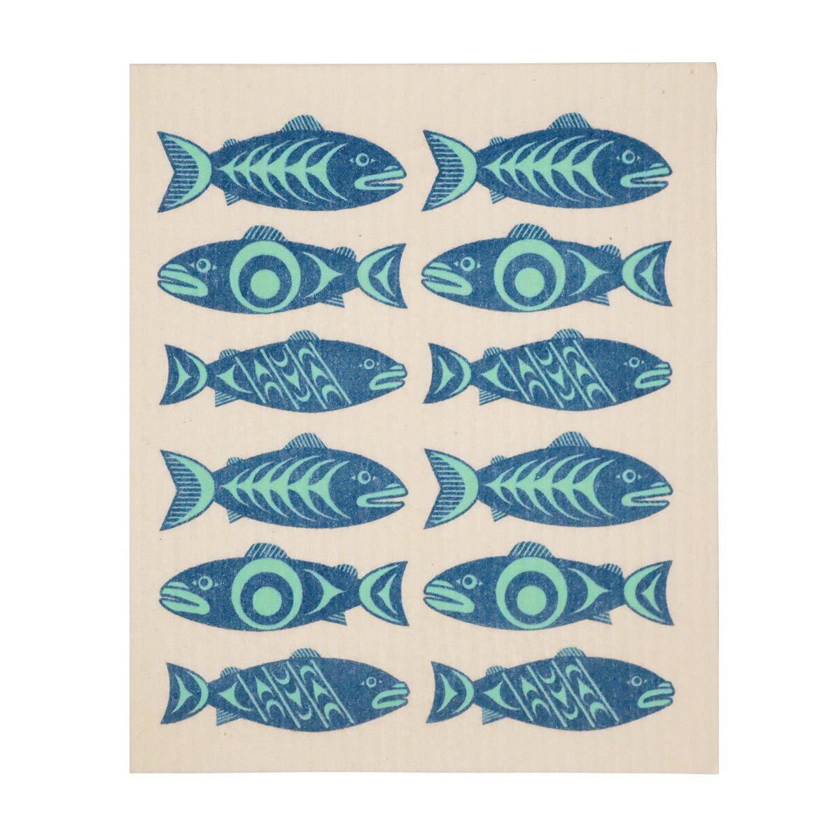 Compostable kitchen eco cloth with Salmon in the Wild design by Simone Diamond
