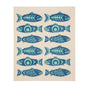Compostable kitchen eco cloth with Salmon in the Wild design by Simone Diamond