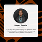 Social card for Robert Tenoria with quote on pattern background