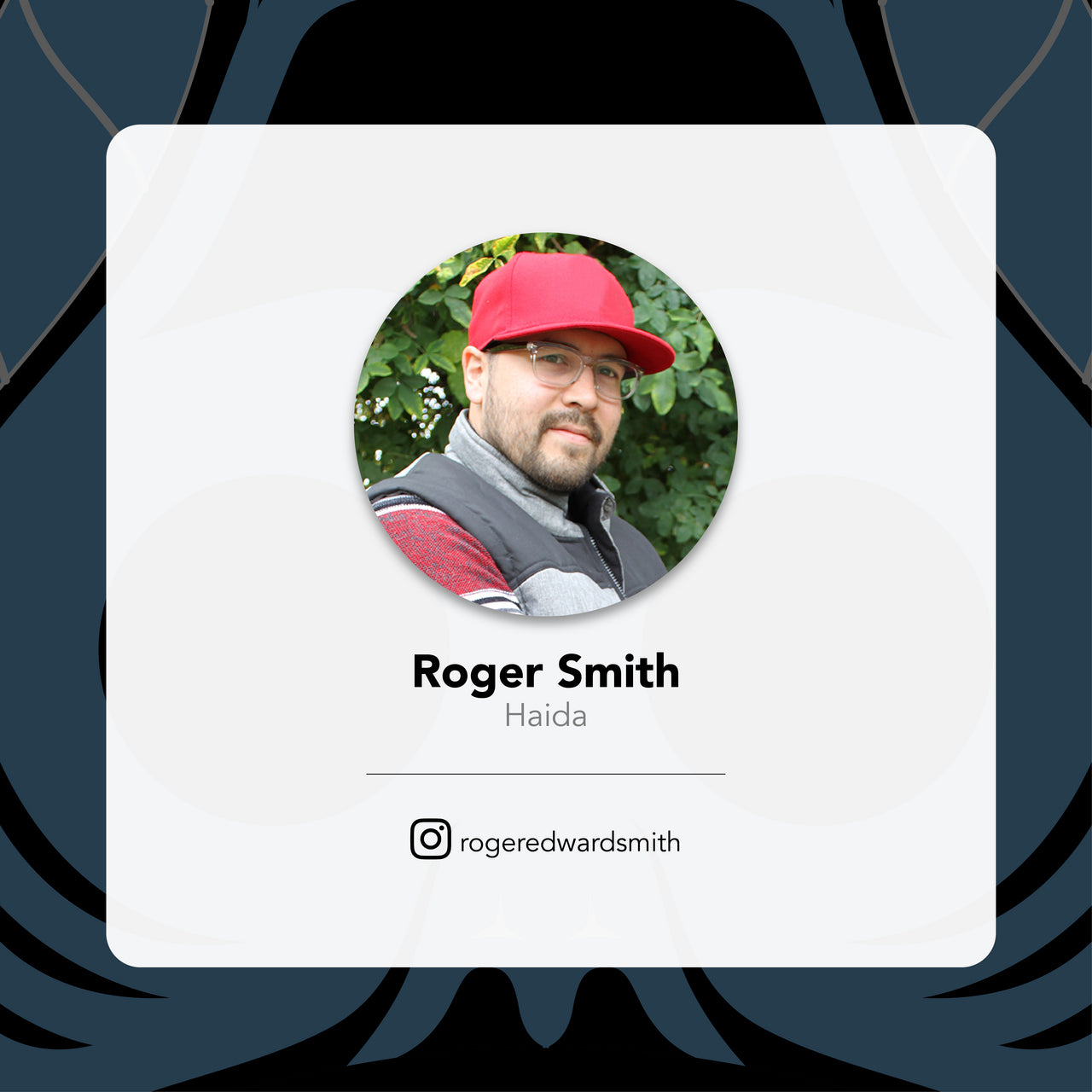 Profile card of Roger Smith with a circular profile picture and contact information.