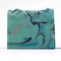 Storm Watching full size soap bar by RavenSong, teal and black marbled with a textured top