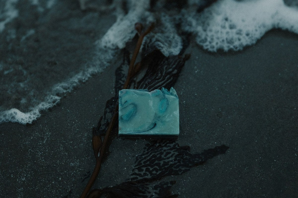 Storm Watching soap bar by RavenSong at the surf line as a wave washes over the sand