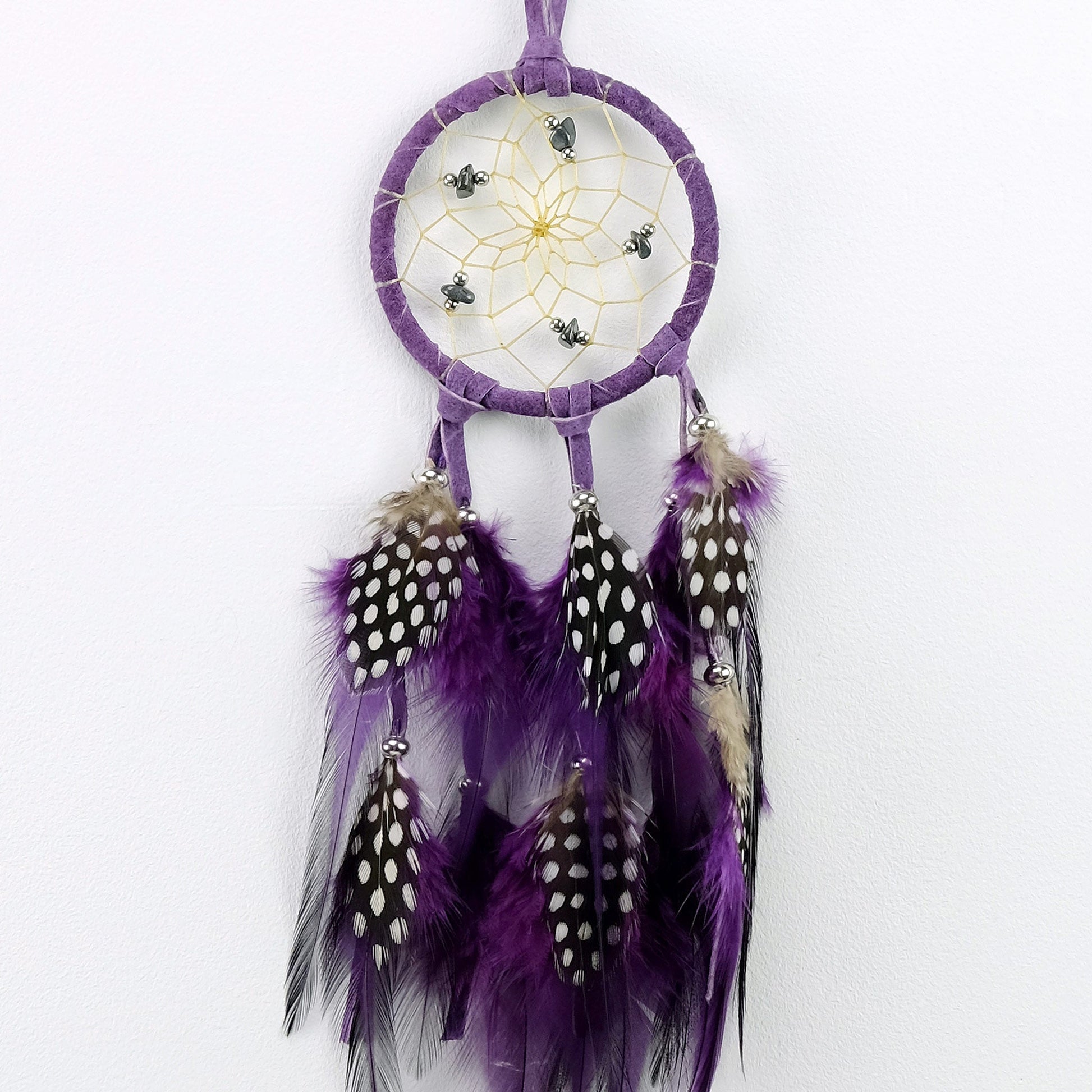 2.5" Purple Dreamcatcher with Semi-precious Stones