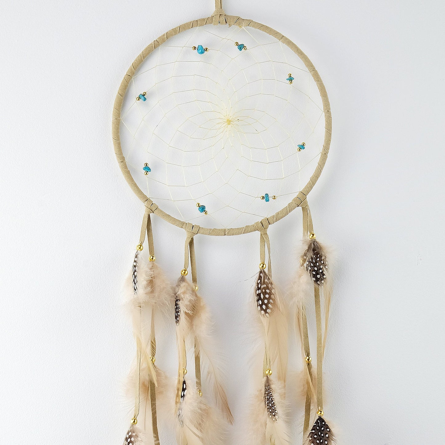 6" Tan Dreamcatcher with Semi-precious Stones