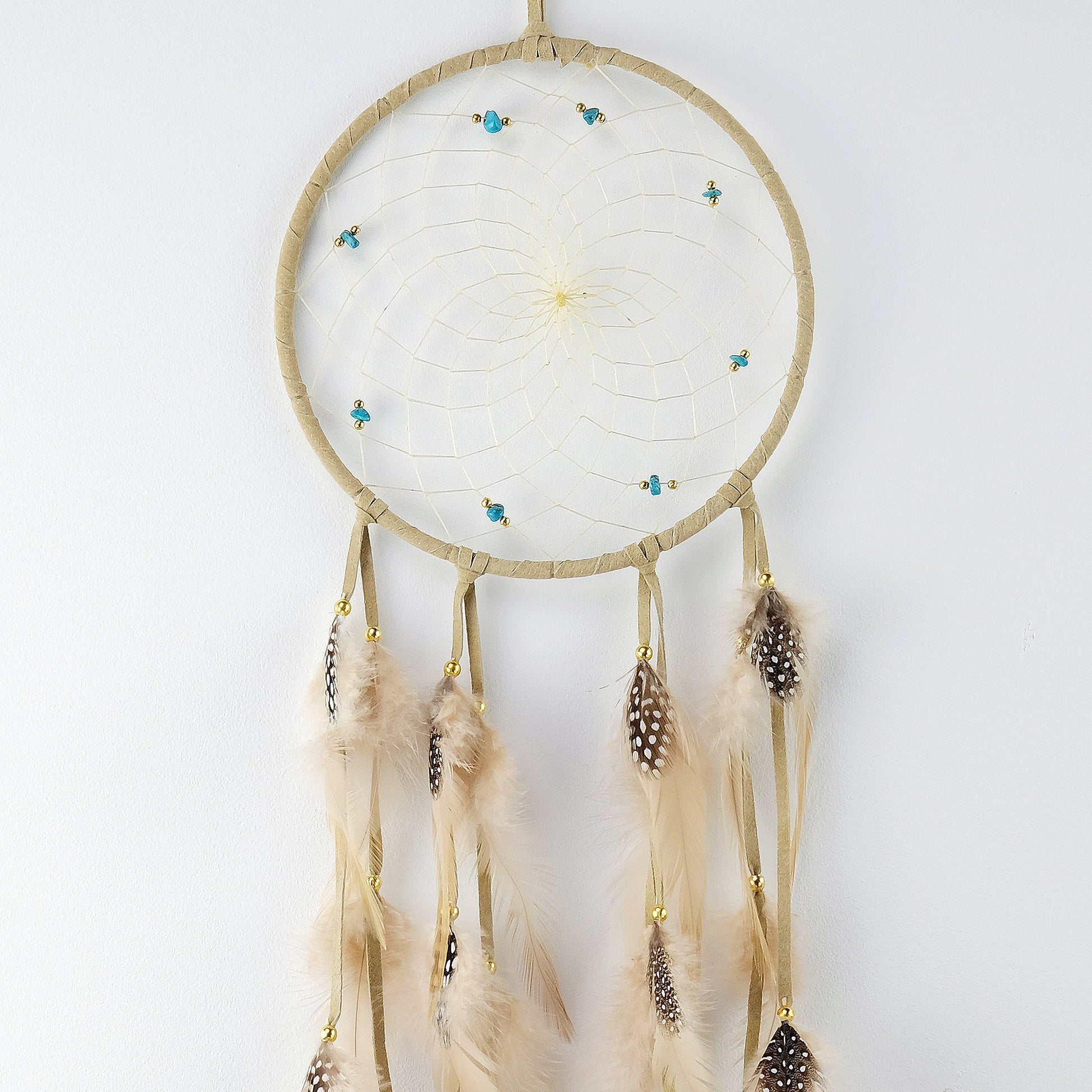 6" Tan Dreamcatcher with Semi-precious Stones