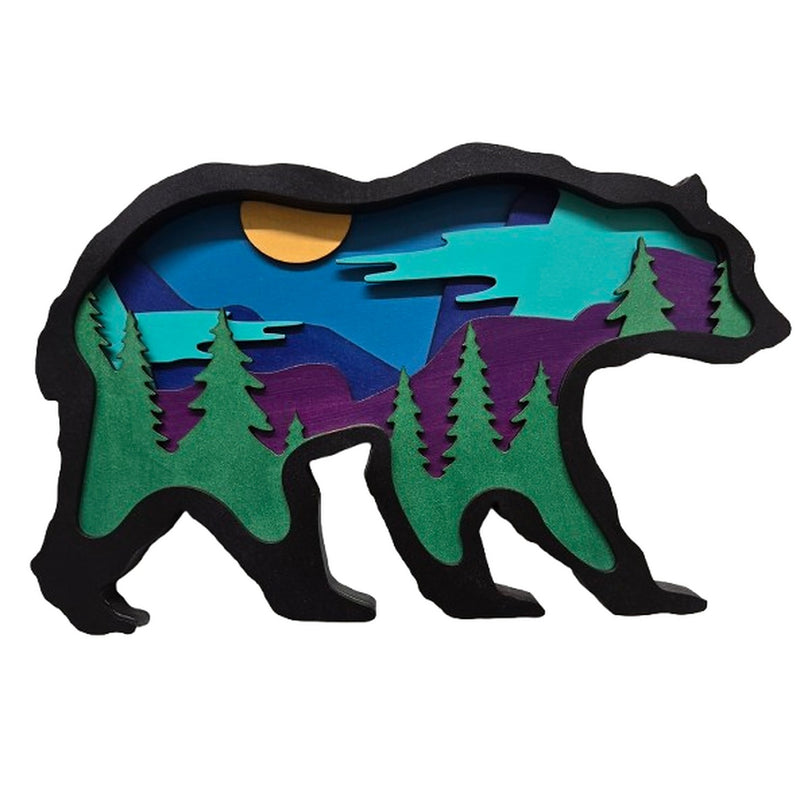 Bear wooden layered art by Spirit Bear Design, hand painted